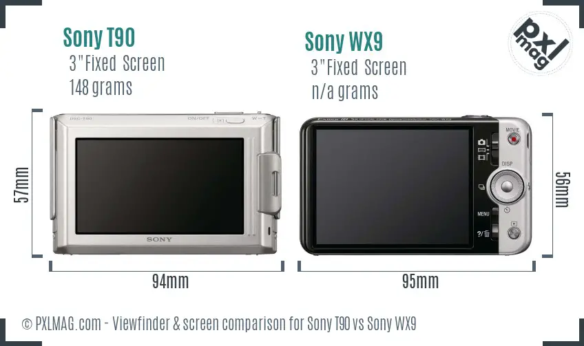 Sony T90 vs Sony WX9 Screen and Viewfinder comparison
