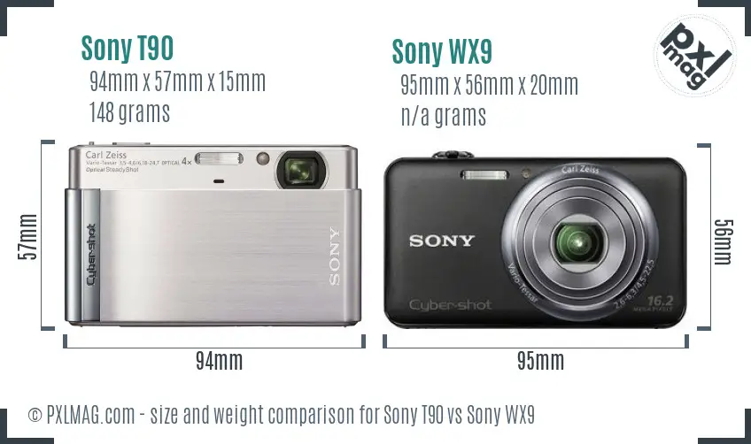 Sony T90 vs Sony WX9 size comparison