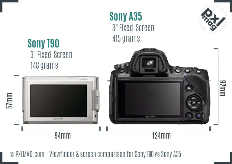 Sony T90 vs Sony A35 Screen and Viewfinder comparison