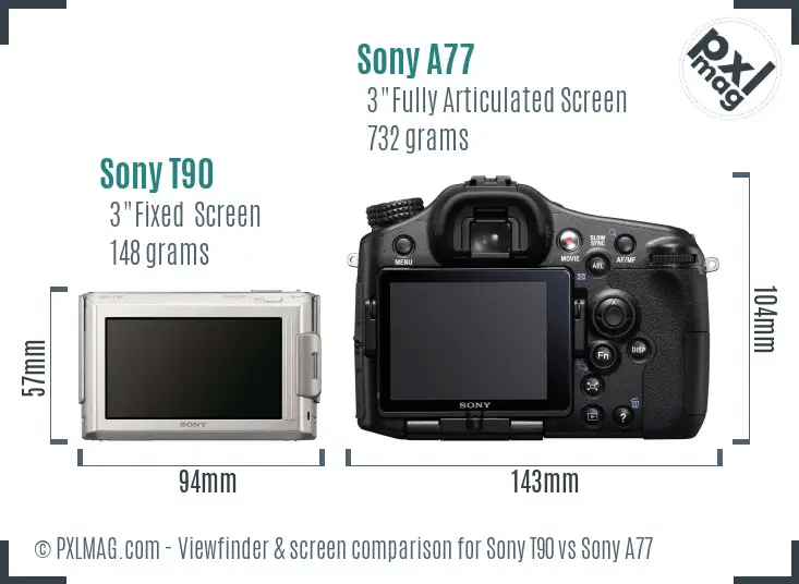 Sony T90 vs Sony A77 Screen and Viewfinder comparison