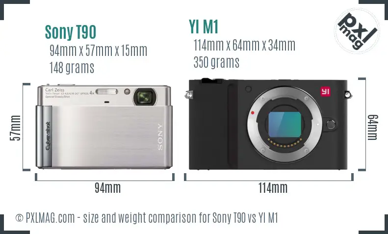 Sony T90 vs YI M1 size comparison