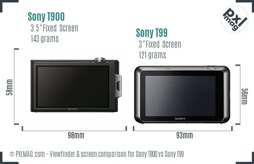 Sony T900 vs Sony T99 Screen and Viewfinder comparison