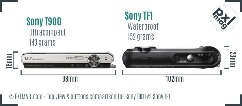 Sony T900 vs Sony TF1 top view buttons comparison