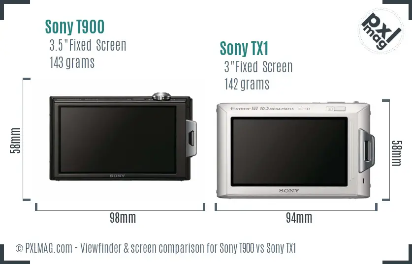 Sony T900 vs Sony TX1 Screen and Viewfinder comparison