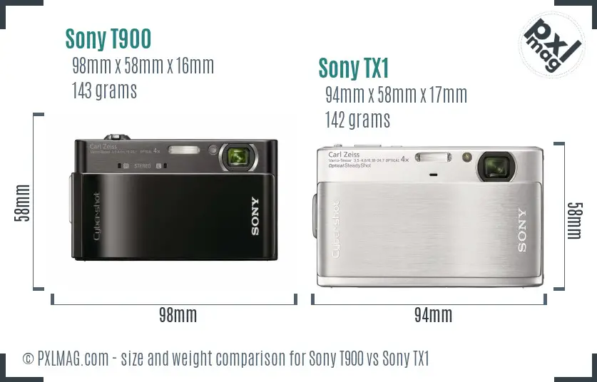 Sony T900 vs Sony TX1 size comparison