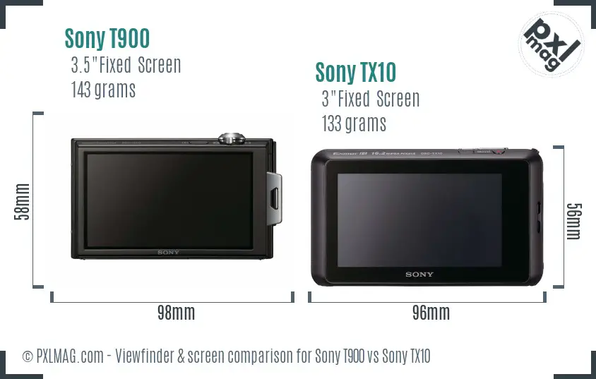 Sony T900 vs Sony TX10 Screen and Viewfinder comparison
