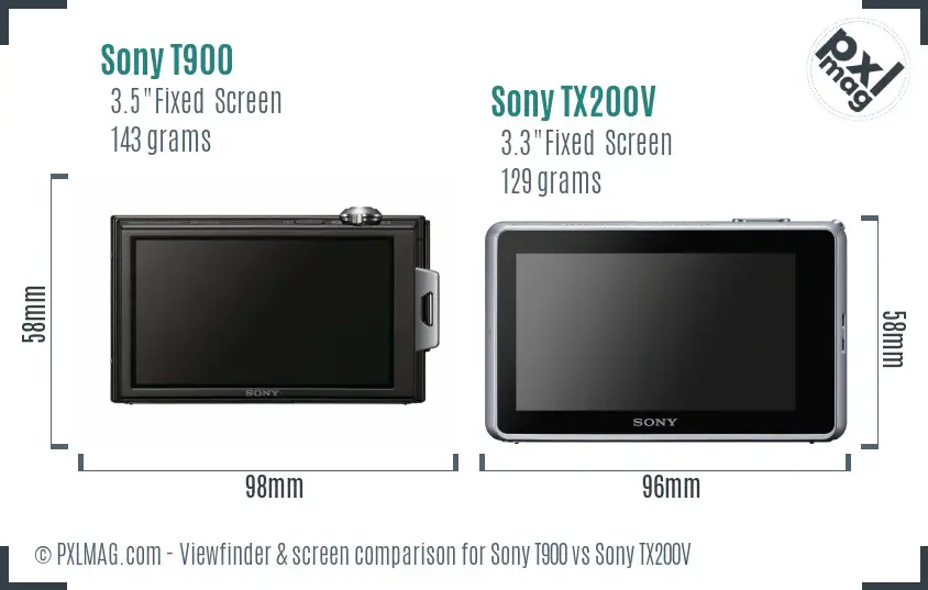 Sony T900 vs Sony TX200V Screen and Viewfinder comparison