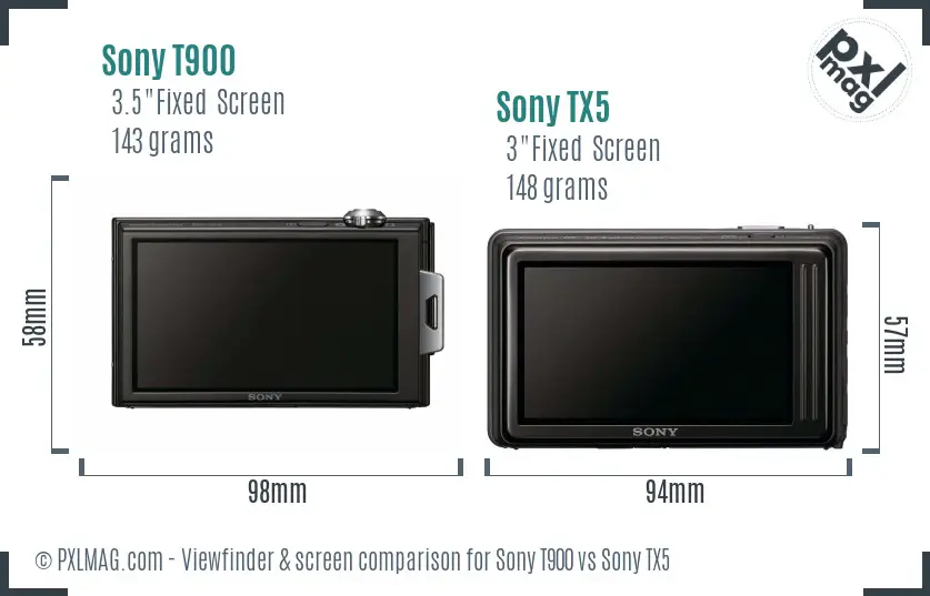 Sony T900 vs Sony TX5 Screen and Viewfinder comparison