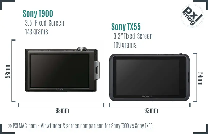 Sony T900 vs Sony TX55 Screen and Viewfinder comparison