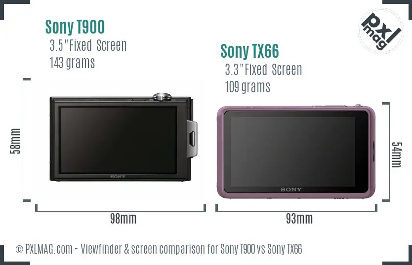 Sony T900 vs Sony TX66 Screen and Viewfinder comparison