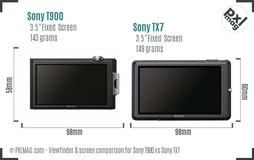 Sony T900 vs Sony TX7 Screen and Viewfinder comparison