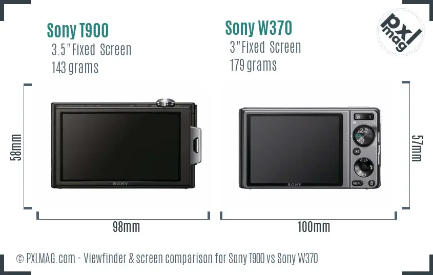 Sony T900 vs Sony W370 Screen and Viewfinder comparison
