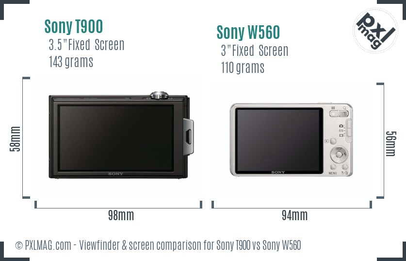 Sony T900 vs Sony W560 Screen and Viewfinder comparison