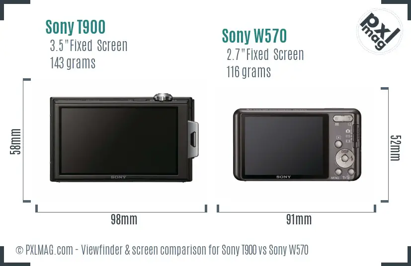 Sony T900 vs Sony W570 Screen and Viewfinder comparison