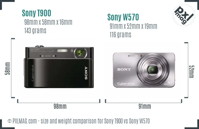 Sony T900 vs Sony W570 size comparison