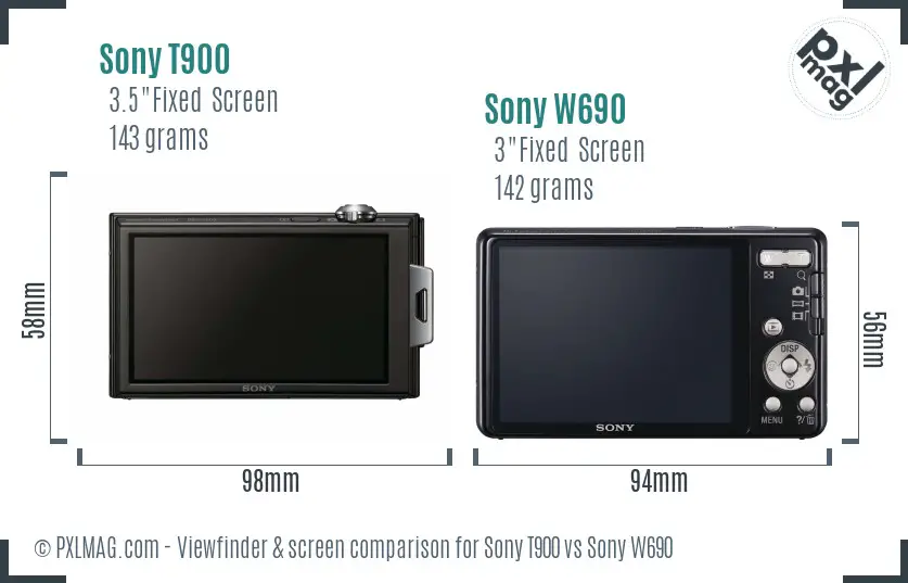 Sony T900 vs Sony W690 Screen and Viewfinder comparison