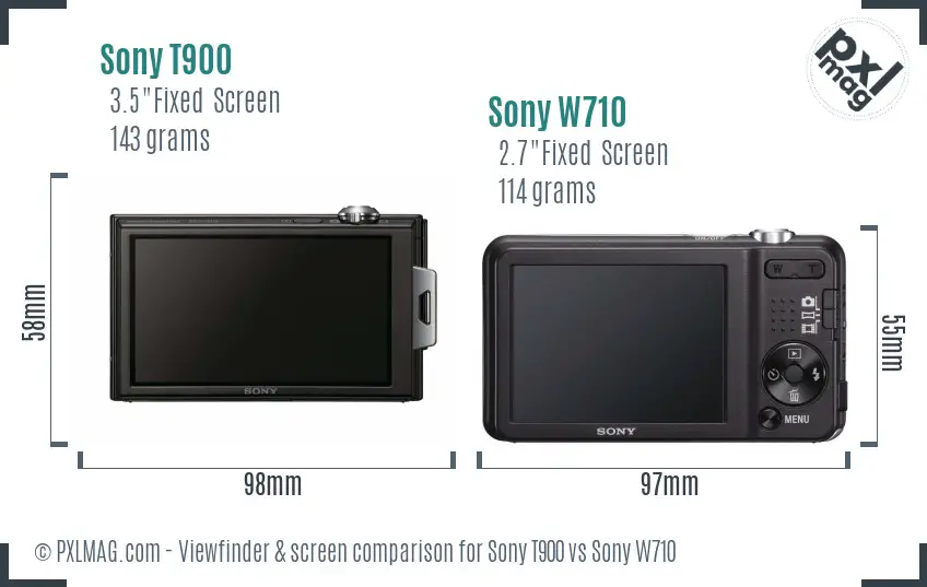 Sony T900 vs Sony W710 Screen and Viewfinder comparison