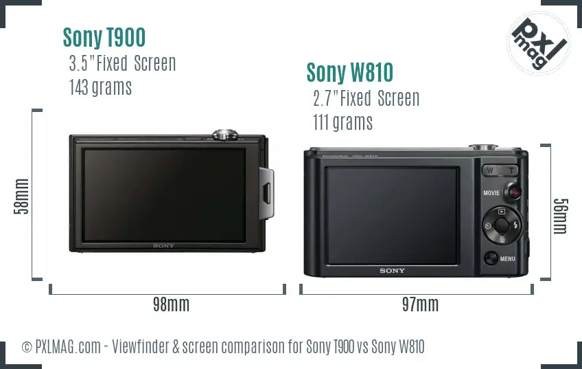 Sony T900 vs Sony W810 Screen and Viewfinder comparison