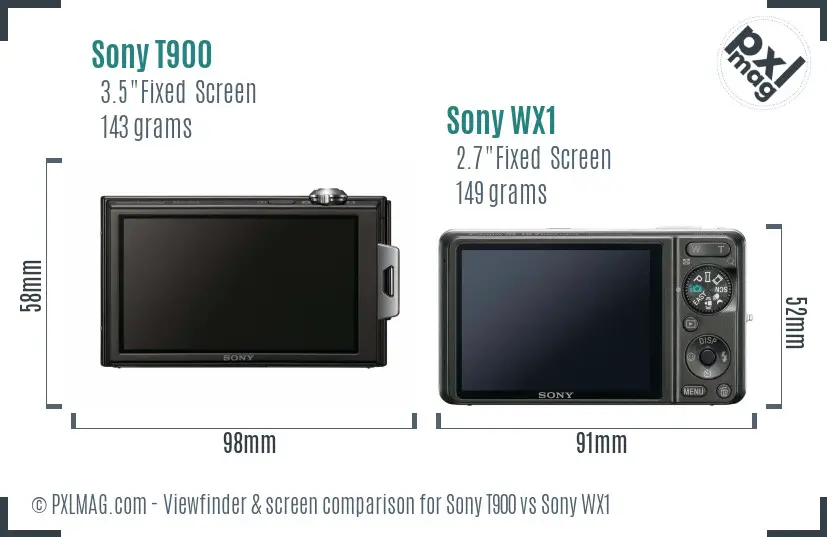 Sony T900 vs Sony WX1 Screen and Viewfinder comparison