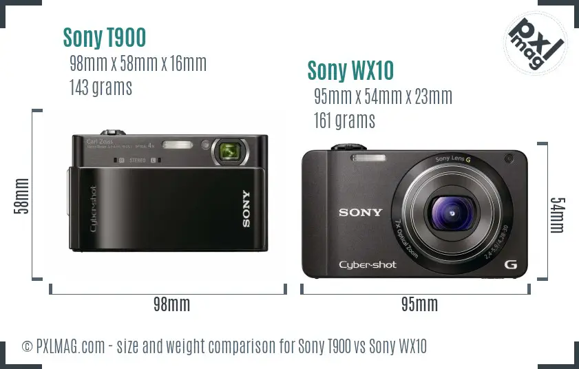 Sony T900 vs Sony WX10 size comparison