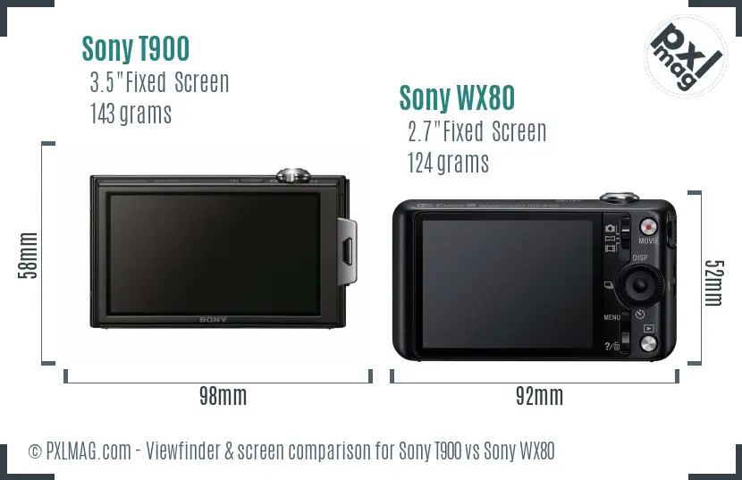 Sony T900 vs Sony WX80 Screen and Viewfinder comparison