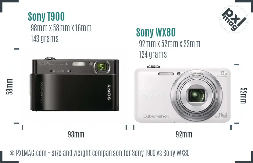 Sony T900 vs Sony WX80 size comparison