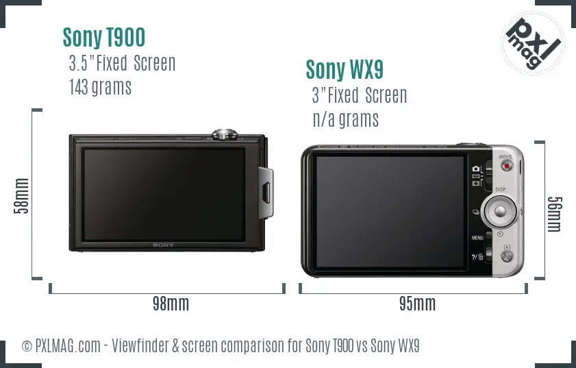 Sony T900 vs Sony WX9 Screen and Viewfinder comparison
