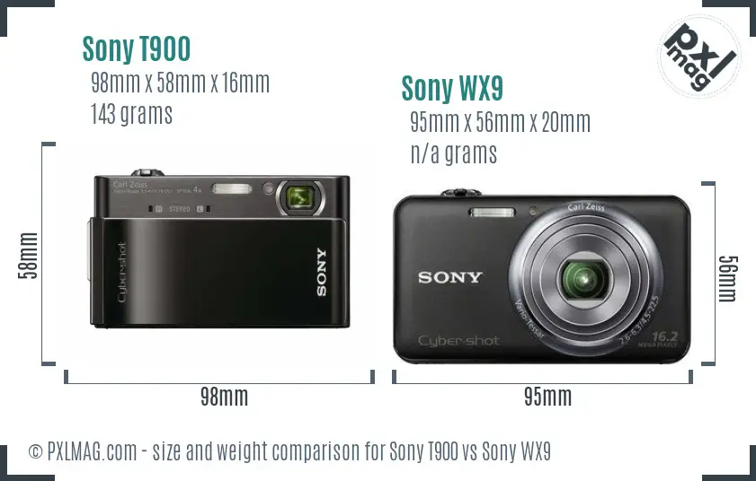 Sony T900 vs Sony WX9 size comparison