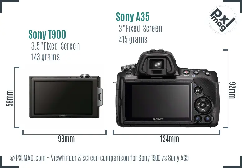 Sony T900 vs Sony A35 Screen and Viewfinder comparison