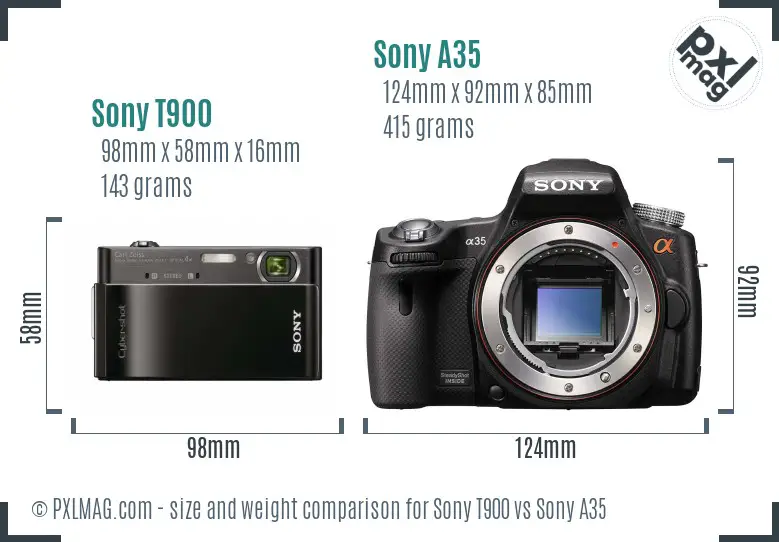 Sony T900 vs Sony A35 size comparison