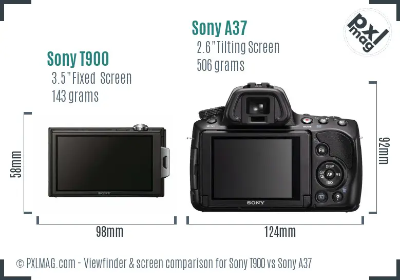 Sony T900 vs Sony A37 Screen and Viewfinder comparison