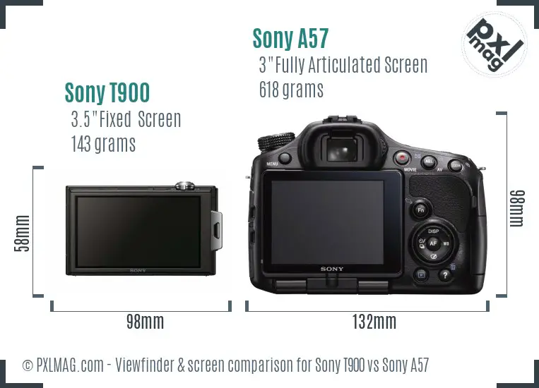 Sony T900 vs Sony A57 Screen and Viewfinder comparison