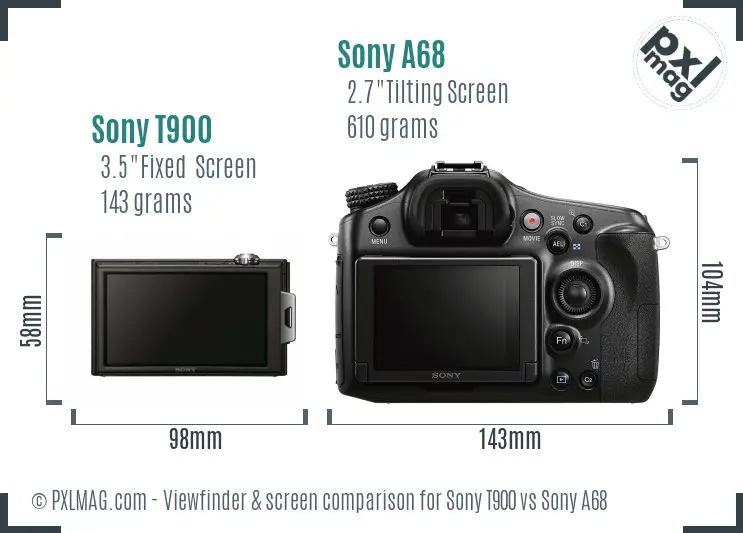 Sony T900 vs Sony A68 Screen and Viewfinder comparison