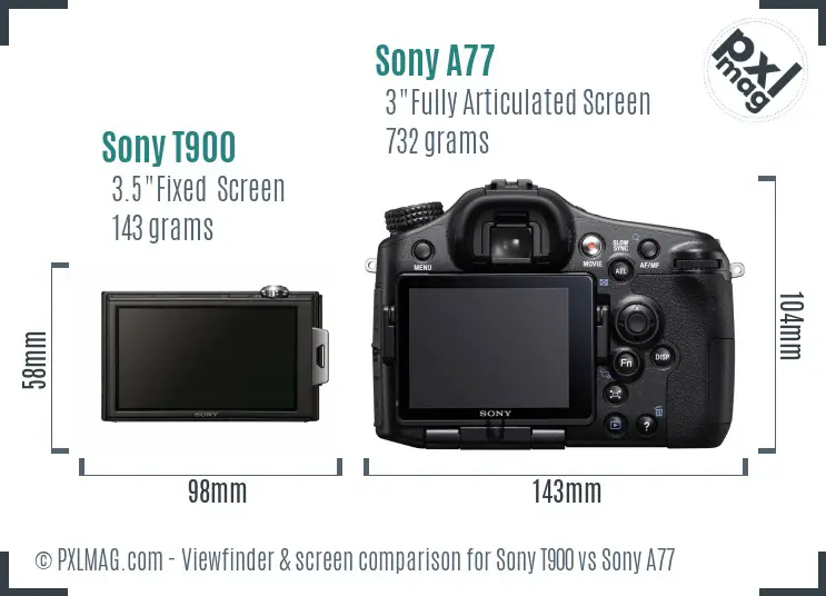 Sony T900 vs Sony A77 Screen and Viewfinder comparison