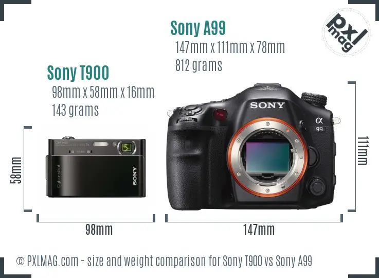 Sony T900 vs Sony A99 size comparison