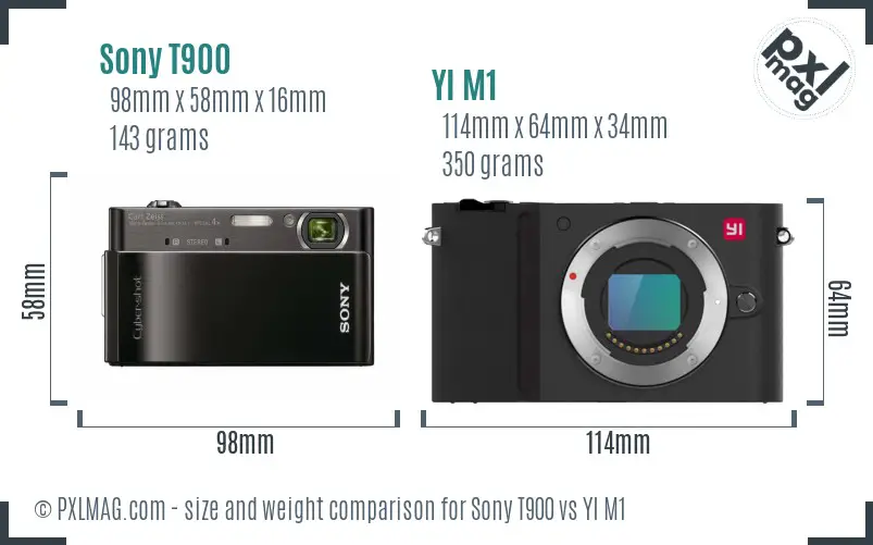 Sony T900 vs YI M1 size comparison