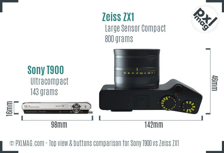 Sony T900 vs Zeiss ZX1 top view buttons comparison