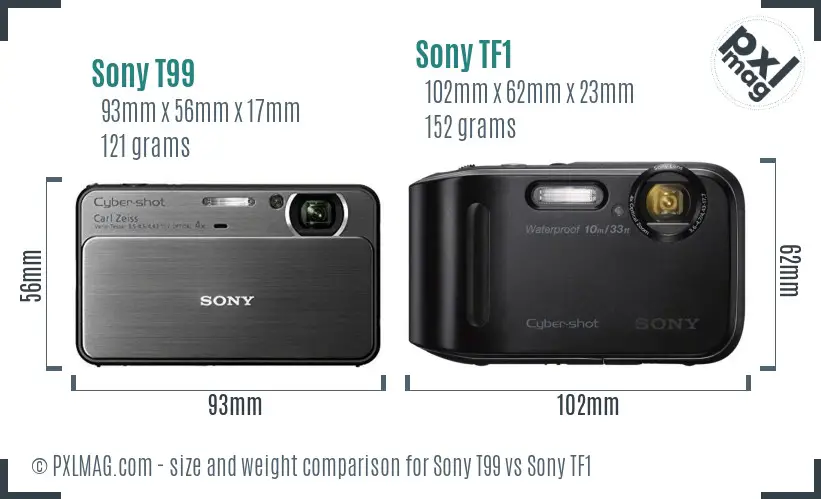 Sony T99 vs Sony TF1 size comparison