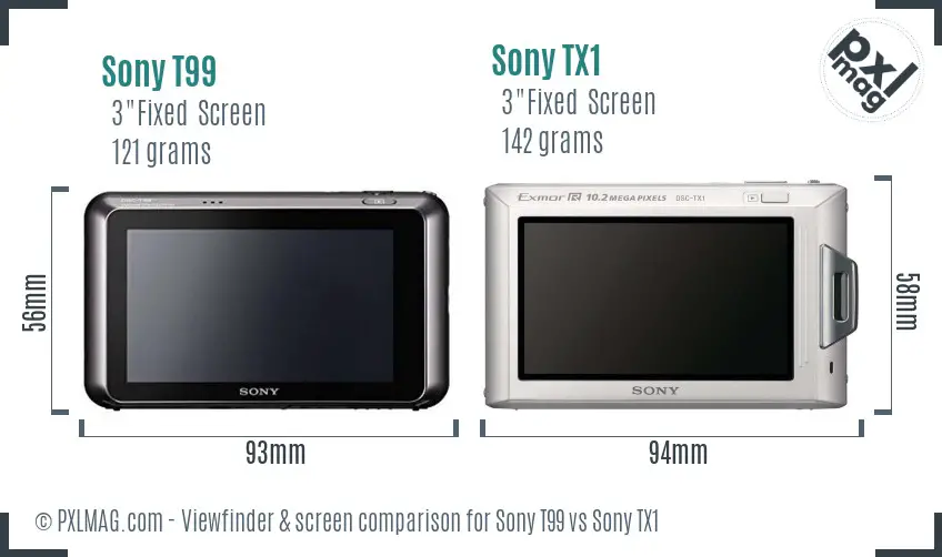 Sony T99 vs Sony TX1 Screen and Viewfinder comparison