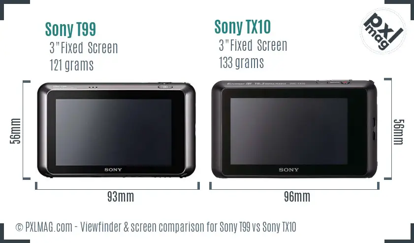 Sony T99 vs Sony TX10 Screen and Viewfinder comparison