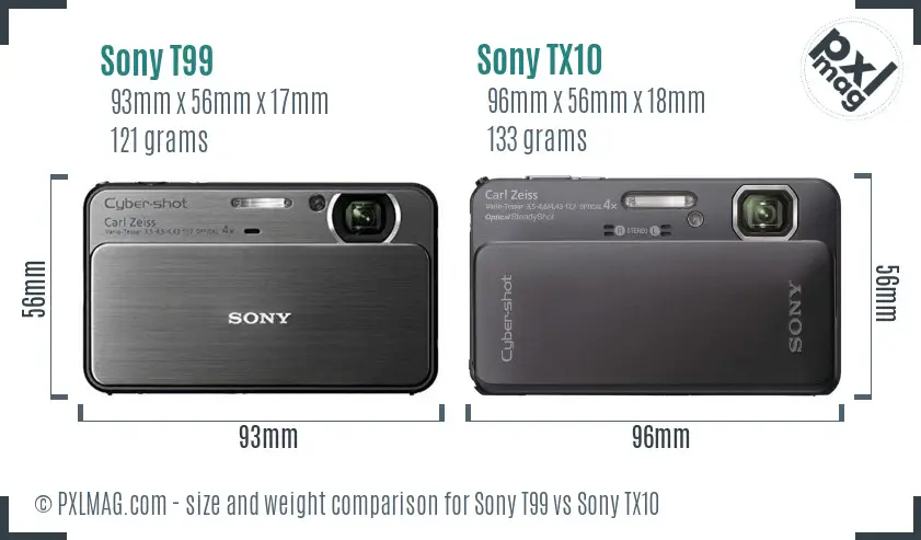Sony T99 vs Sony TX10 size comparison
