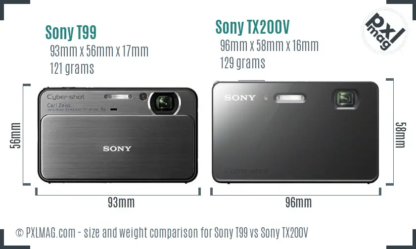 Sony T99 vs Sony TX200V size comparison