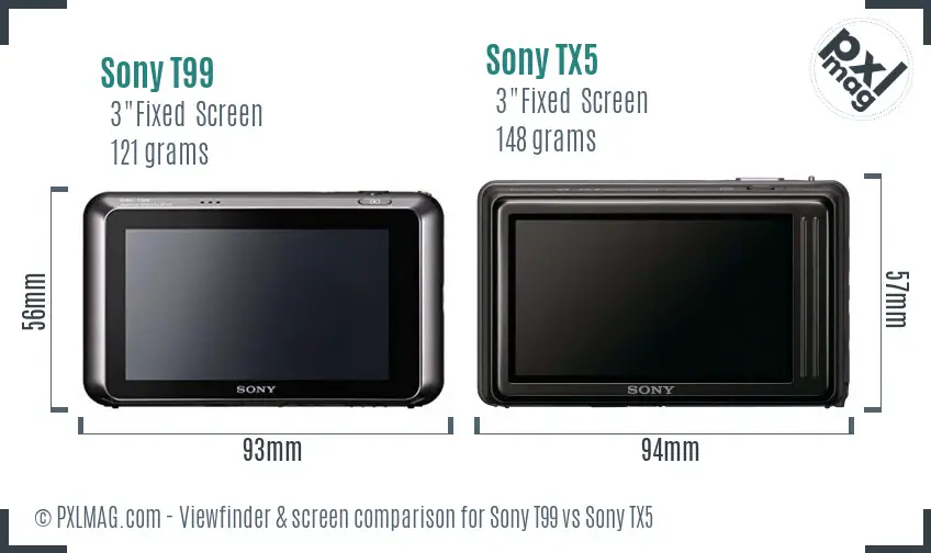 Sony T99 vs Sony TX5 Screen and Viewfinder comparison