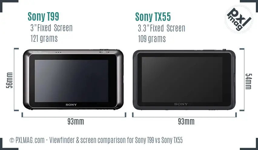 Sony T99 vs Sony TX55 Screen and Viewfinder comparison