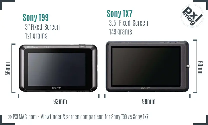 Sony T99 vs Sony TX7 Screen and Viewfinder comparison