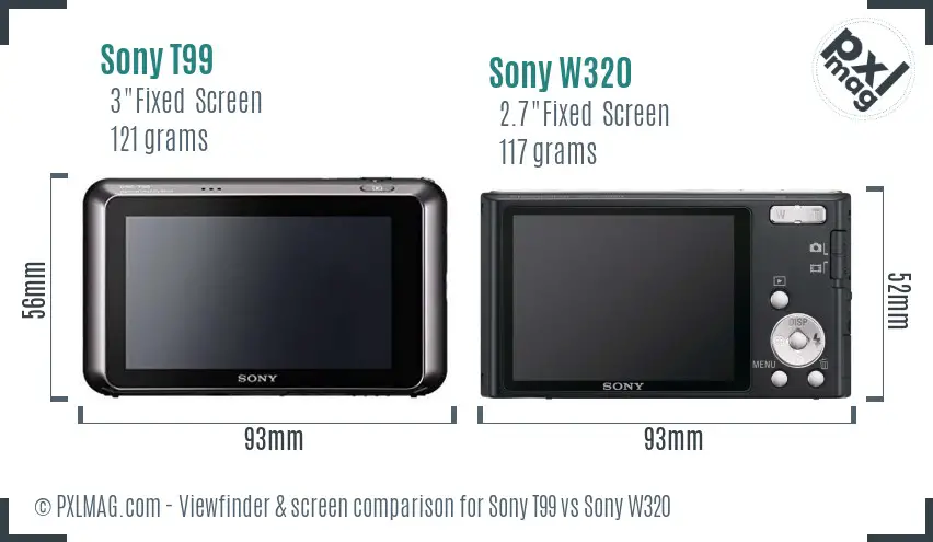 Sony T99 vs Sony W320 Screen and Viewfinder comparison