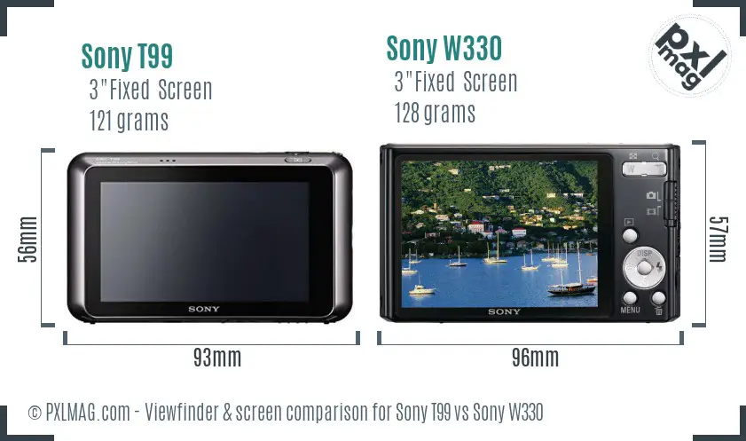 Sony T99 vs Sony W330 Screen and Viewfinder comparison