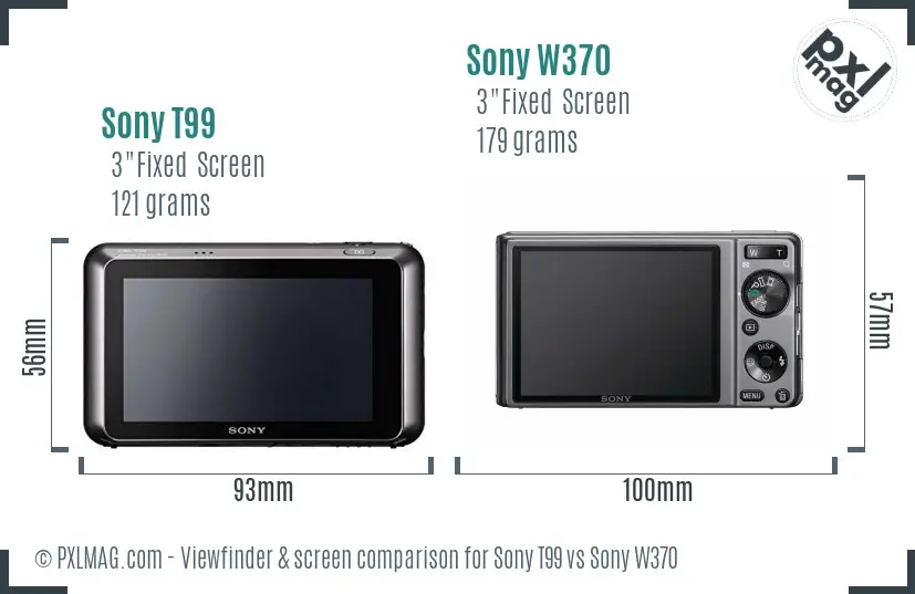 Sony T99 vs Sony W370 Screen and Viewfinder comparison
