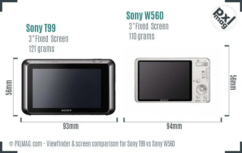 Sony T99 vs Sony W560 Screen and Viewfinder comparison
