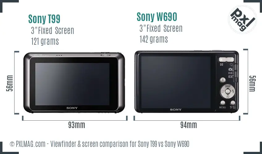 Sony T99 vs Sony W690 Screen and Viewfinder comparison